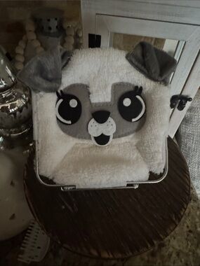 Cute Plush Puppy Face Cell phone holder - White & Gray Accessory